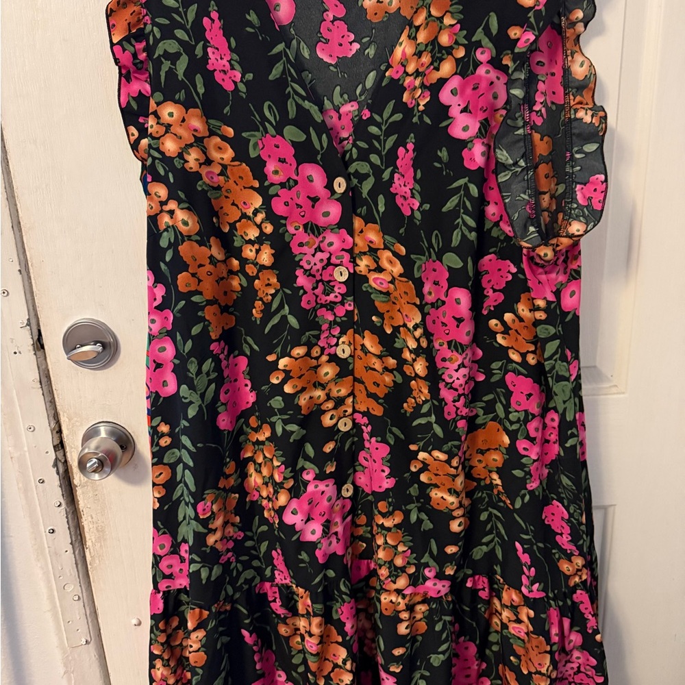 Floral Ruffle Sleeve Dress And multicolored swirl dress same style!